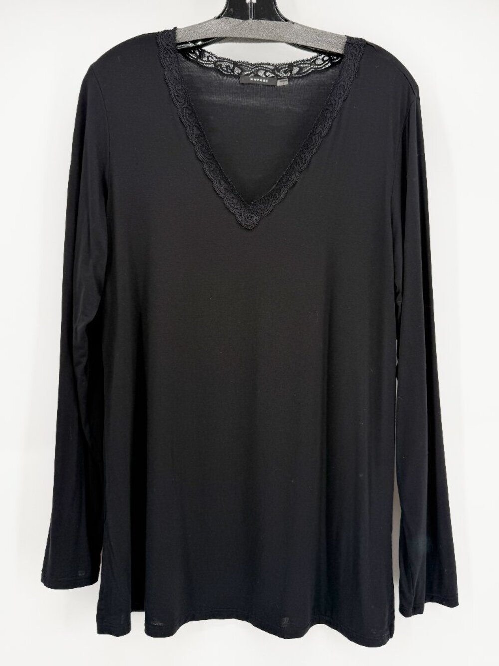 NATORI Feathers Essentials Lenzing Ecovero Viscose LSV Lace PJ Top ONLY Black - Picture 2 of 9